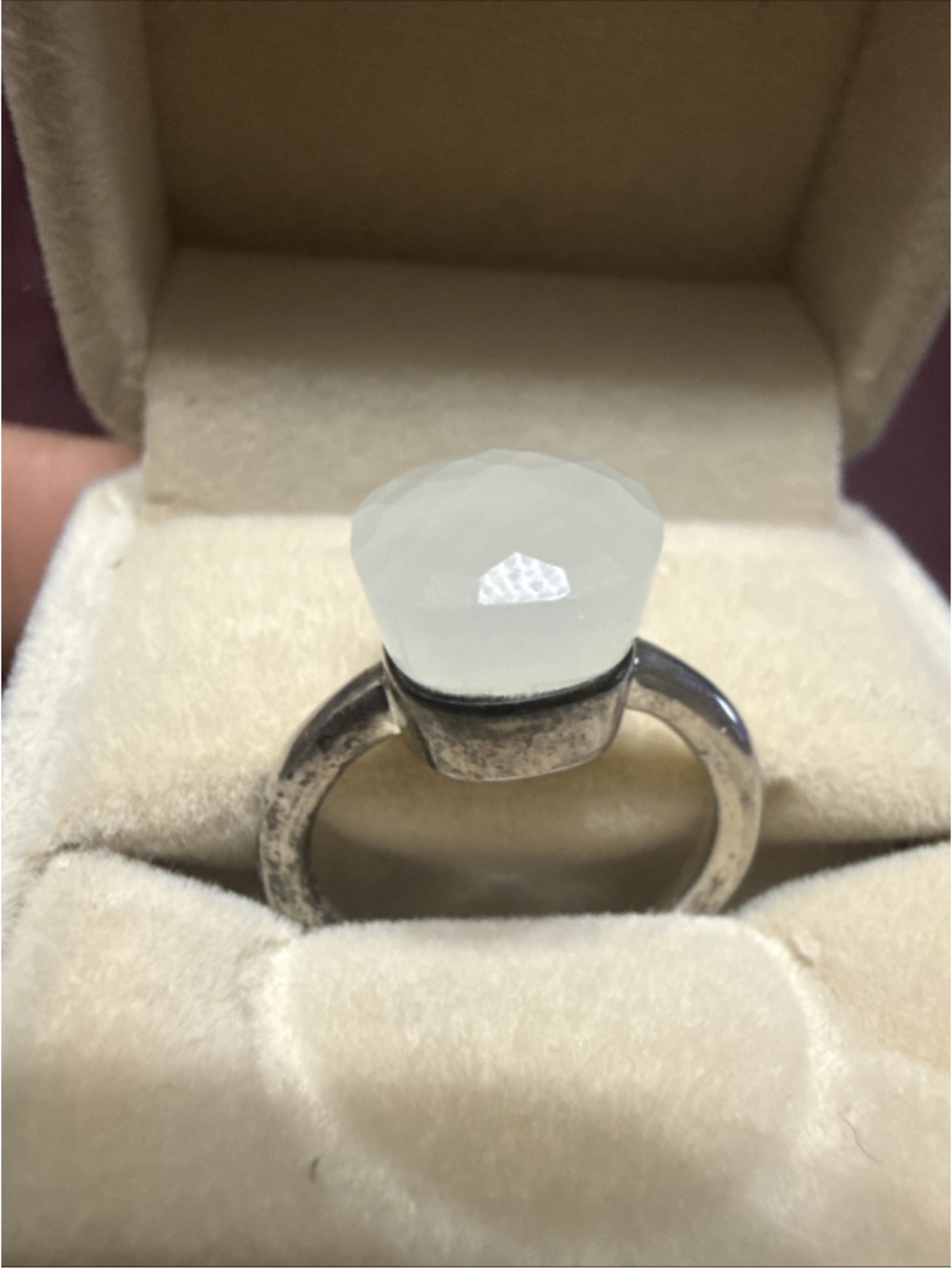 Ring SS Women Sz 6.5 1.71DWT .925 Sterling Silver Rainbow Cabochon-Cut Moonstone